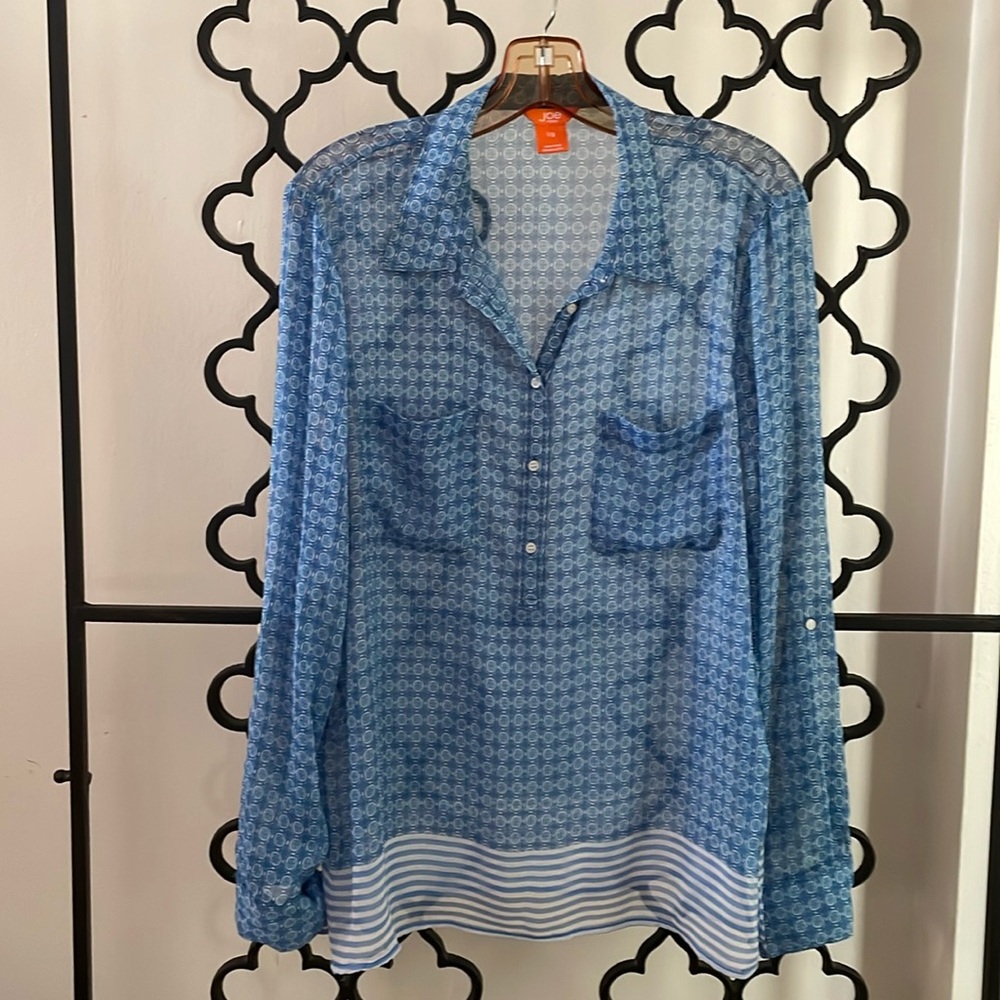 NWOT Sheer Popover Long Sleeve Collared Tunic Shirt